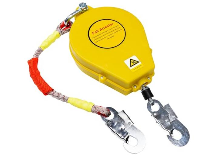 VFDZ Höhensicherungsgerät 5m/10m/15m(Gelb,15m) Absturzsicherung Dachdecker mit Automatischer Sperrfunktion, 150kg Auffanggurt Absturzsicherung Einziehbar für Dacharbeiten