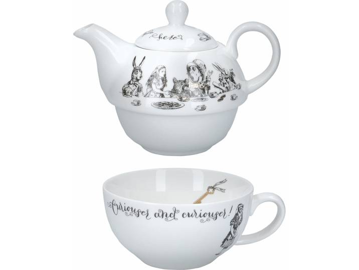Ensemble théière et tasse porcelaine fine blanc et noir