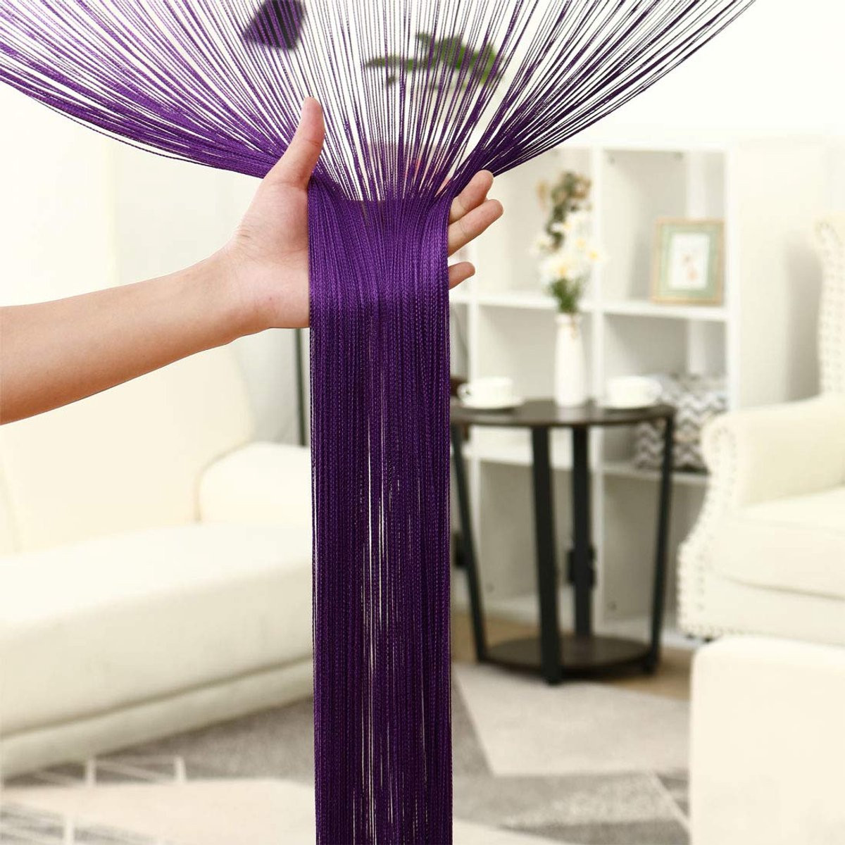 Unyqoos Semi-transparant Draadgordijn met Kwastjes voor Deur, Raam en Feestdecoratie