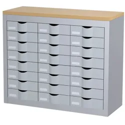 Paperflow Schubladenschrank - 8 Reihen je 3 Schübe silber, 87x75x33.5 cm