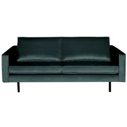 Zweisitzer Sofa in Petrol Samt Retro Design