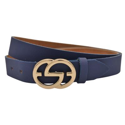 Ledergürtel ANNAMATONI "AnnaMatoni Ledergürtel Ena Ledergürtel Ena", Damen, Gr. TW95 - 110cm Gesamtlänge, blau (marine 490), 100% Leder, Gürtel Ledergürtel