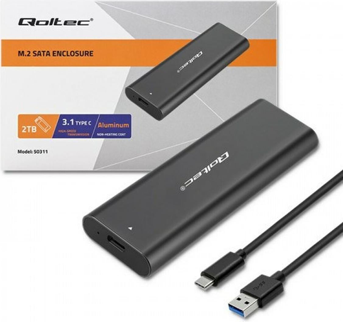 Qoltec 50312 M.2 SSD-behuizing voor opslagapparaten, zwart