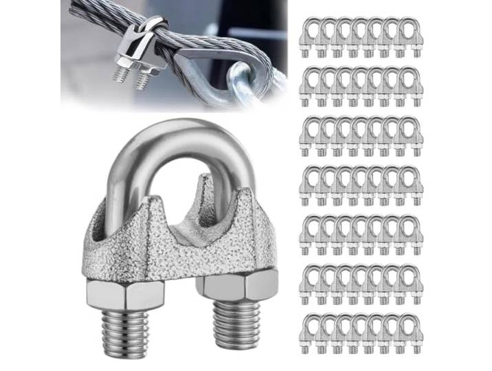 M3-Seilklemmen Aus Verzinktem Stahl, 50er-Pack Korrosions- Und Rostbeständige U-Bügel-Sattelbefestigungen Für Zeltleinen, Drahtseile(M10-100PCS)