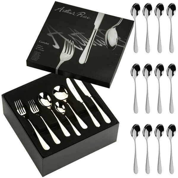 Arthur Price Signature Camelot 84 Piece Cutlery Box Set plus FREE Extra 12 Tea Spoons