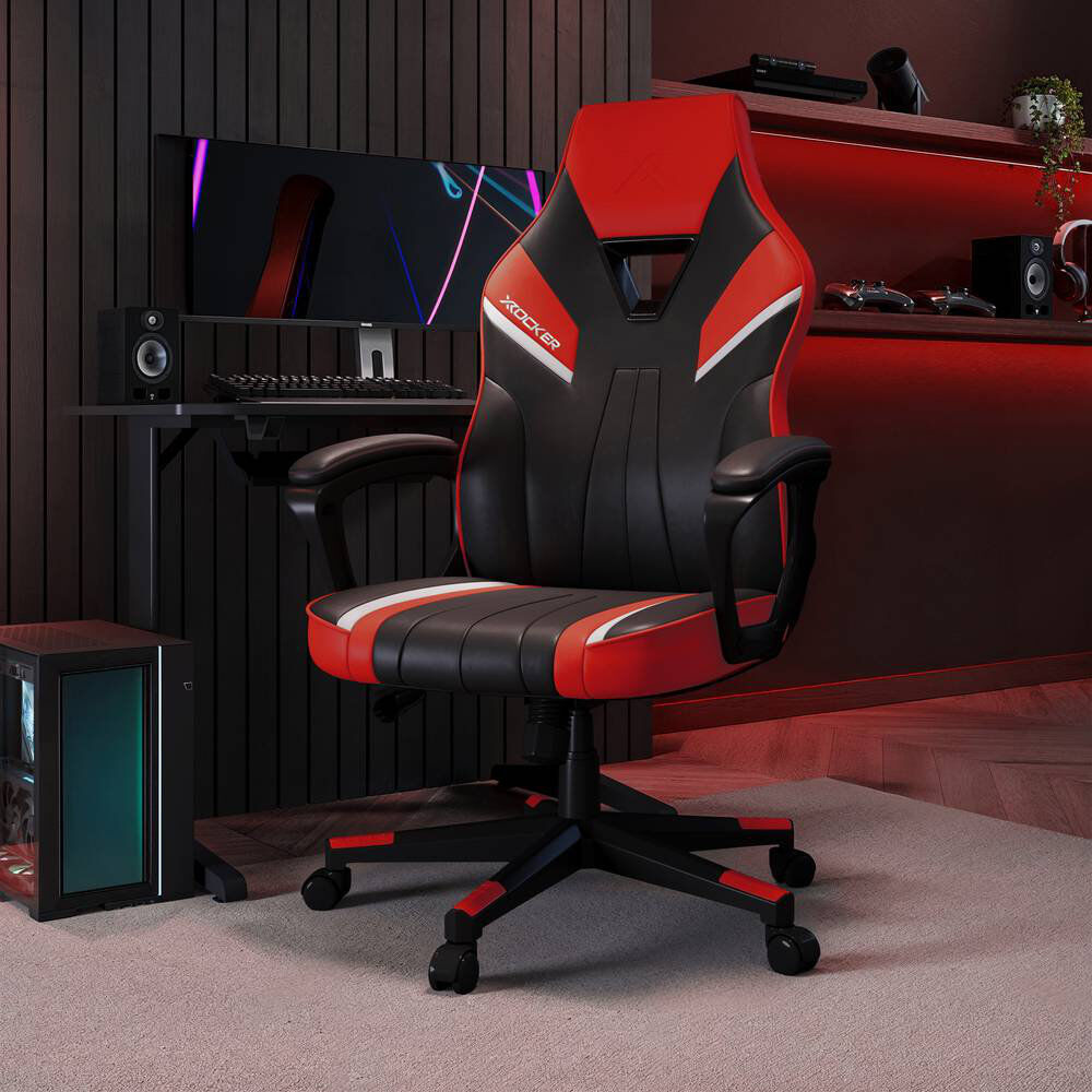 X Rocker Tempest Ergonomic PC Office Gaming Chair Red/Black 69cm W X 67cm D