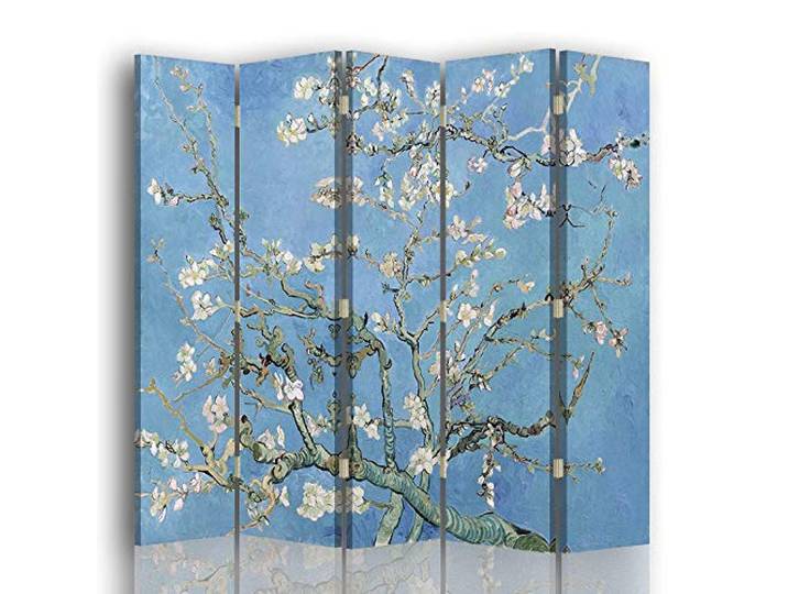 Legendarte - Paravant, Raumteiler Mandelbaum in Blüte - Vincent Van Gogh - Dekorativer Raumtrenner cm. 180x170 (5 x)