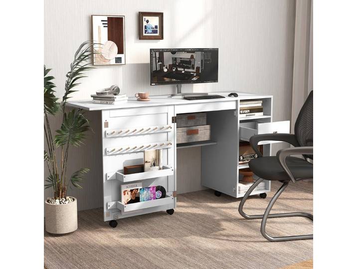 Meuble de couture pliable multifonctionnel, poste de travail polyvalent pour loisirs créatifs, table d'appoint pour ordinateur pour la maison et la salle de loisirs créatifs