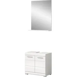 BADMÖBEL-SET weiß Hochglanz 2-teilig 60 cm, Kombination mit Spiegel