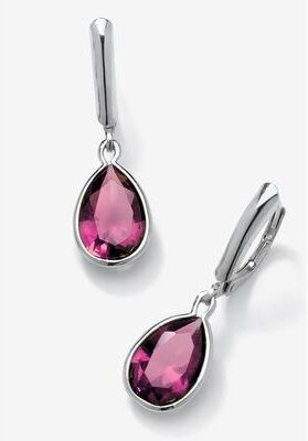 Sterling Silver Drop Earrings Pear Cut Simulated Birthstones by PalmBeach Jewelry in October