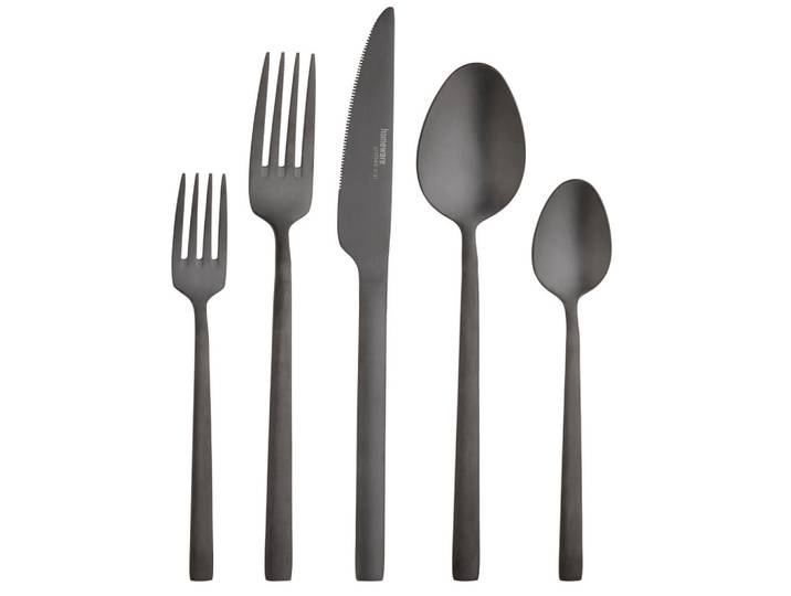 Homeware Profession. Besteck-Set, Schwarz, Metall, 30-teilig, Lfgb, rostfrei, lebensmittelecht, Besteck, Besteck-Sets