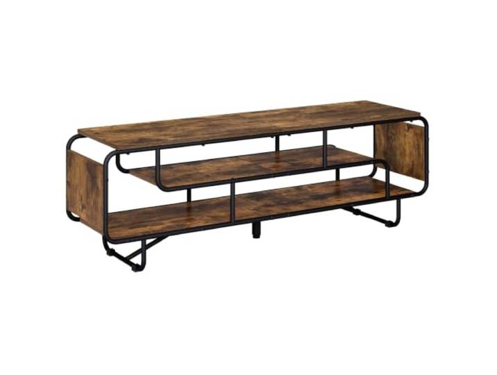 Kaorsrow TV Lowboard 140x36x45 cm Fernsehtisch Räuchereiche Metall Dreistufiger Fernsehschrank im Industrie Design mit robustem Stahlgestell für Wohnzimmer und Schlafzimmer.