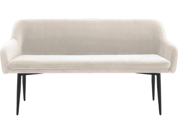 Sitzbank SALESFEVER Komfortable Sitzbank , weiß (creme, schwarz, schwarz), B:160cm H:85cm T:61cm, Metall, Polyester, Sitzbänke, Sitzbank, mit Armlehnen und Rückensteppung