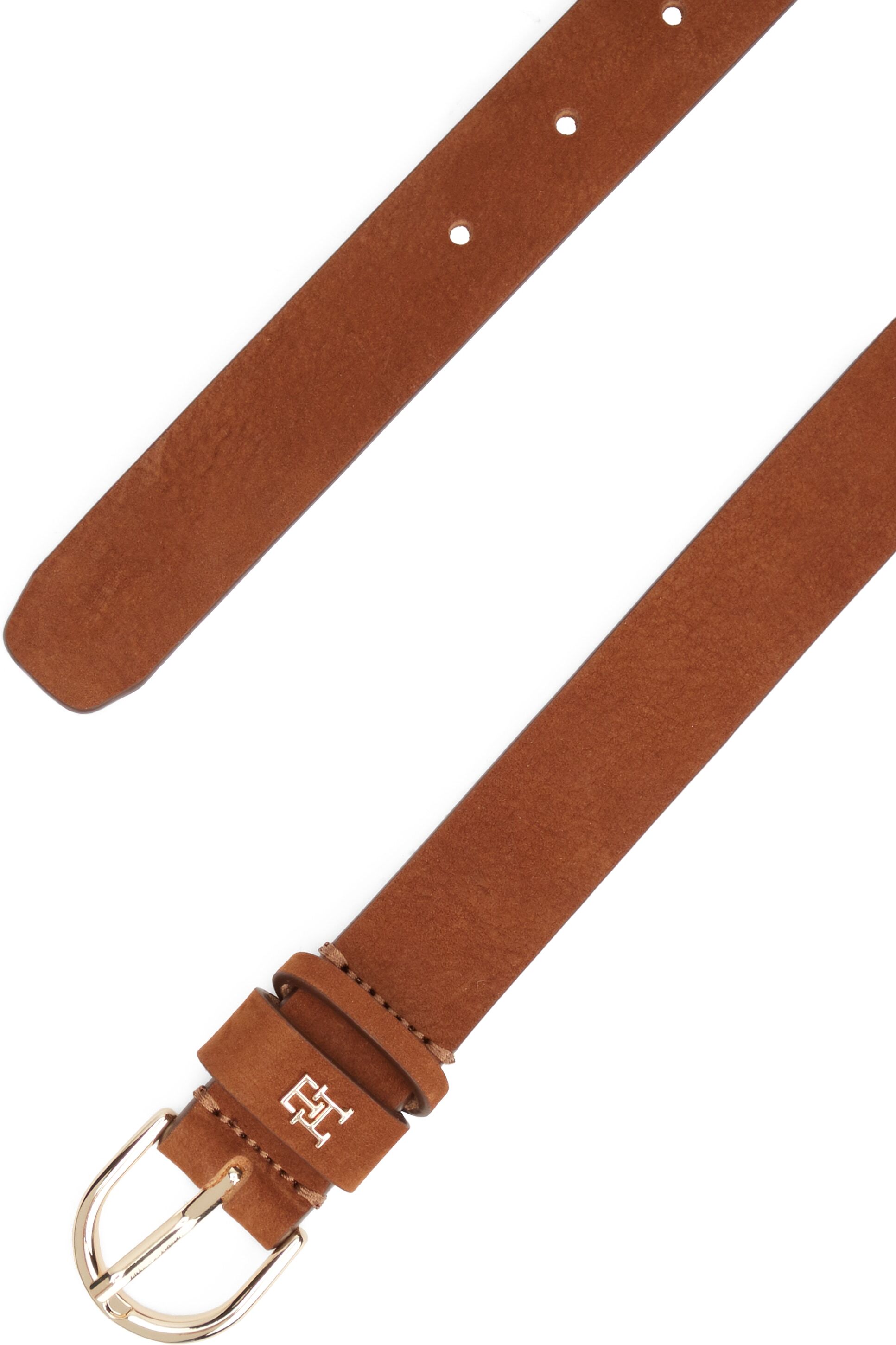 Ledergürtel TOMMY HILFIGER "ESSENTIAL EFFORTLESS NUBUCK", Damen, Gr. 70, braun (cognac), Rindsleder, Gürtel Ledergürtel, 3,5 cm, samtartig, leicht angeraut