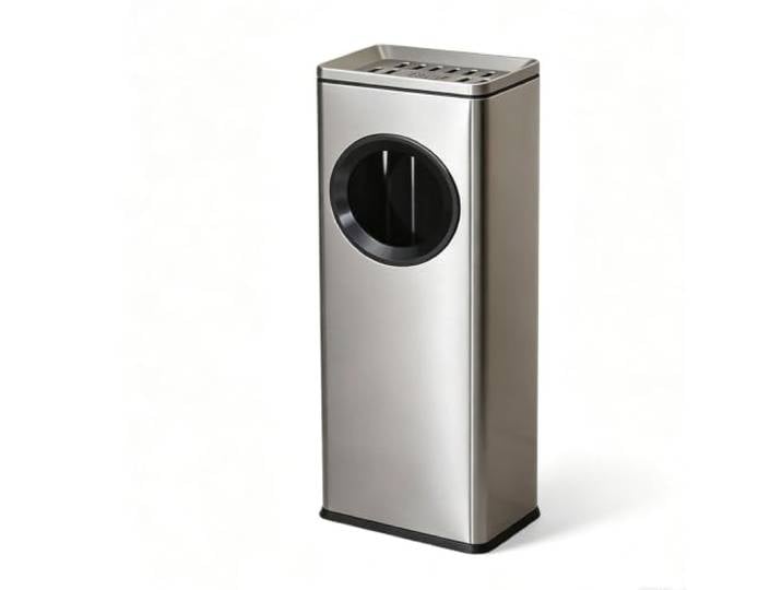 SilkRZlsss Aschenbecher Für Draußen Aus Edelstahl, Stand-Abfalleimer 15 L Abfalleimer Aschenbecher Für Hotellobby, Mülleimer Gewerbe Für Büro, Aufzug Und Raucherbereich(Brushed steel)
