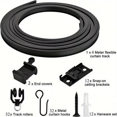 Inspired Finds Flexible Bendable Curtain Track System Heavy Duty Ceiling Or Wall Mount Curved Rail For RVs And Room Dividers 4 Meters wall Installation