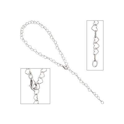 Fußkette JOBO, silber (silber 925), Fußketten, Damen, Silber 925 (Sterlingsilber), Herz 925 Silber 27 cm