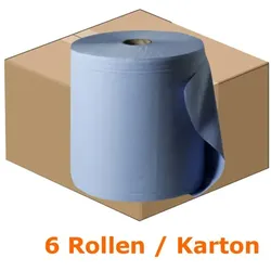 Putztuchrolle Nordvlies WIPEX WORK M 1-lagig 180 m blau 24x38 cm, 200 Einzelblatt je Rolle, 180 m / Rolle, 6 Rollen