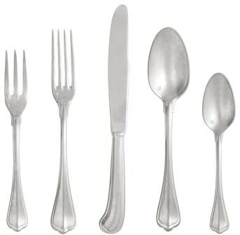 Fortessa San Marco Antiqued 18/10 Stainless Steel, 5 Piece Flatware Set (Service for 1), Antiqued Silver
