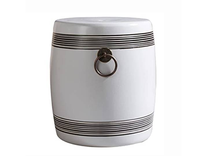 Runder Keramik-Gartenhocker, dekorativer Beistelltisch, Gartenhocker(White)