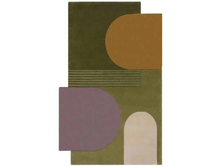 Tapis de salon moderne en laine vert 120x170 cm