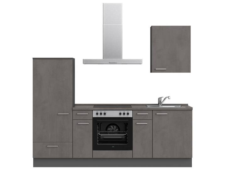 Küchenleerblock, Grau, 240 cm, Metall, 3 Schubladen, Modern, Nobilia