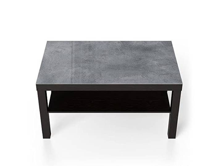 DEQORI Glastisch schwarz groß 90x50 cm Motiv Betonstruktur im Detail ausgefallener Beistelltisch aus Glas Hochglanz Couchtisch fürs Wohnzimmer moderner Couch Tisch mit Design