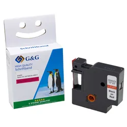 G&G Schriftband kompatibel zu Dymo D1/ 45017/ S0720570 schwarz auf rot 12mm/7m