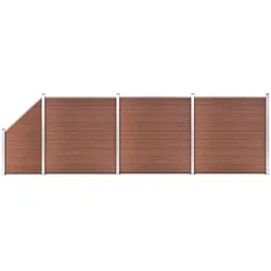vidaXL WPC Zaun-Set 3 Quadrate + 1 Schräge 619x186 cm Braun