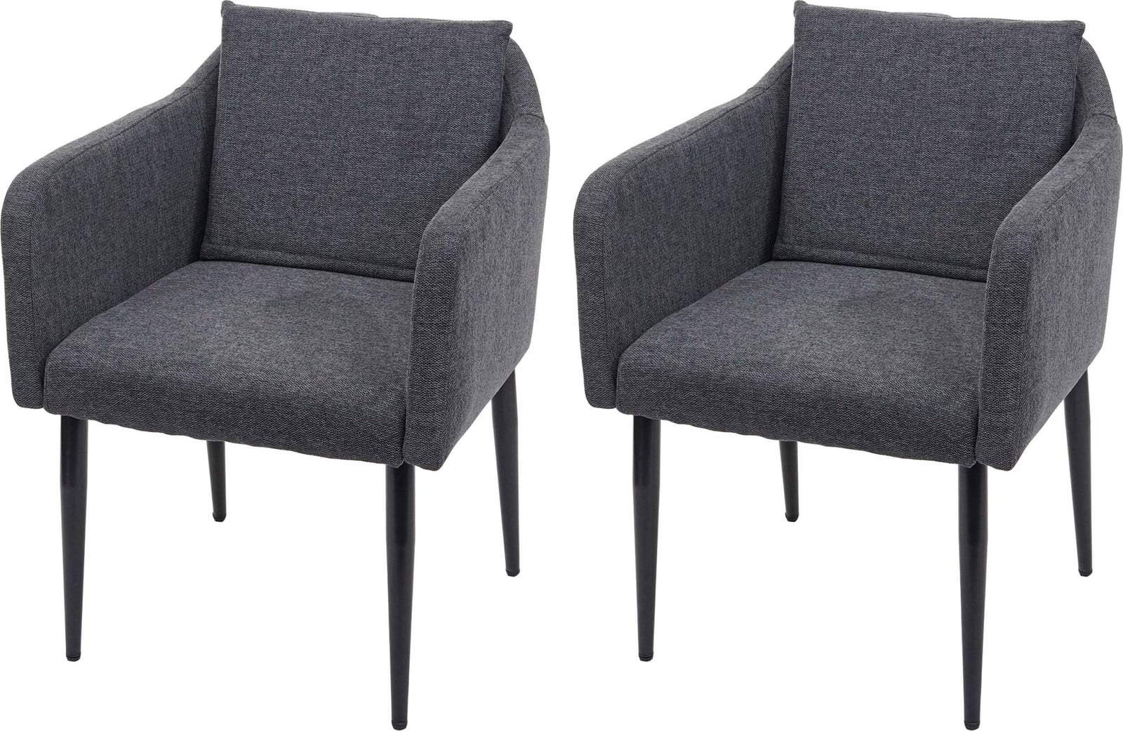 Mendler Set van 2 eetkamerstoelen HWC-H93 fauteuil stof/textiel donkergrijs
