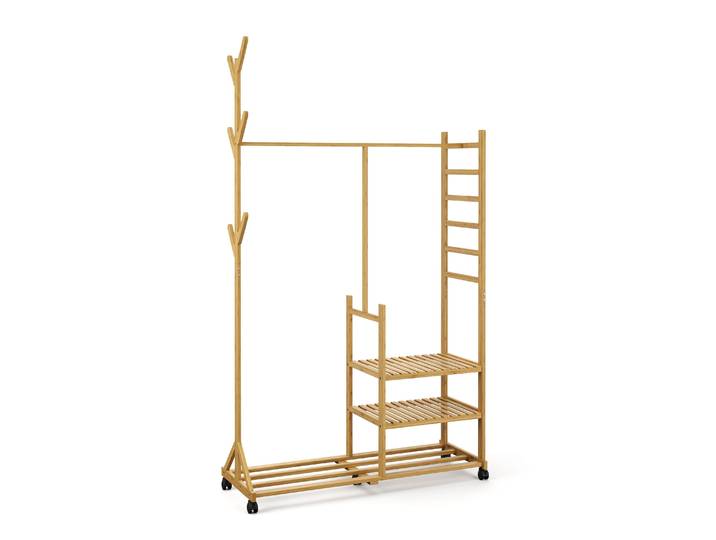 Garderobe auf Rollen Bambus BERNO 100 x 176 cm natur