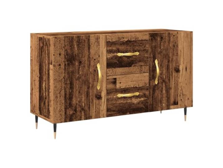 Roanoer Sideboard Kommode Altholz-Optik 100x36x60 cm Metallbeine Stilvoller Mehrzweckschrank mit Türen und Metallfüßen für Wohnzimmer, Schlafzimmer, Flur und Home Office.