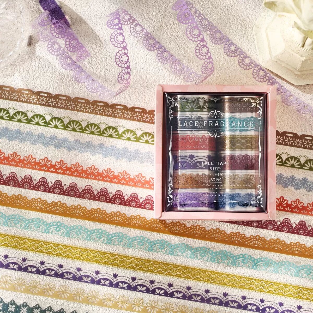 INF Washi-Klebeband Seidensatin Collage - Duftendes Spitzen-Design für Planer & Scrapbooking