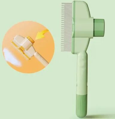DynamicDeals Premium Self Cleaning Pet Brush & Hair Remover Dog & Cat Grooming Comb green
