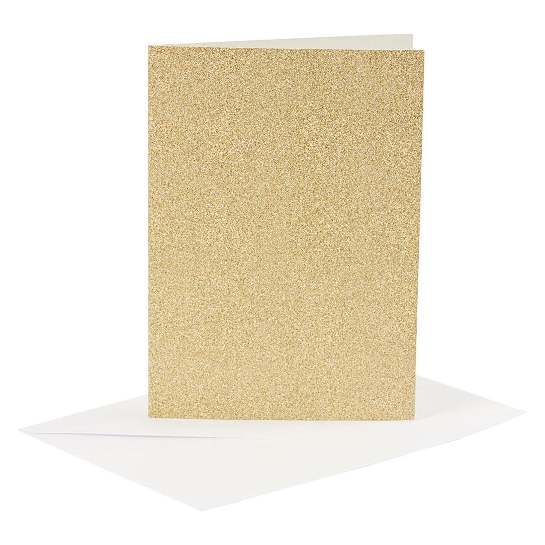 Creativ Company Karten und Umschläge 10,5 x 15 cm Glitzergold - 4 Stück. (4 Stk.) (5712854130523)