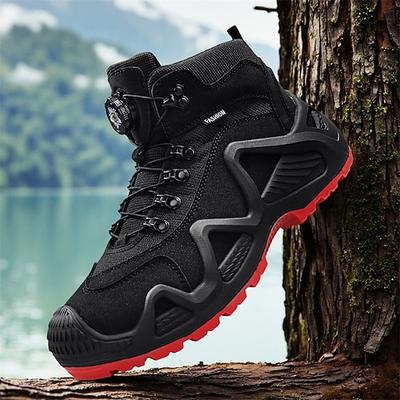 Herren-Wanderstiefel mit hohem Schaft und Kontrasteinsätzen, strapazierfähigem Schnürdesign, robuster Anti-Rutsch-Außensohle, Schuhe für Outdoor-Abenteuer und Bergsteigen