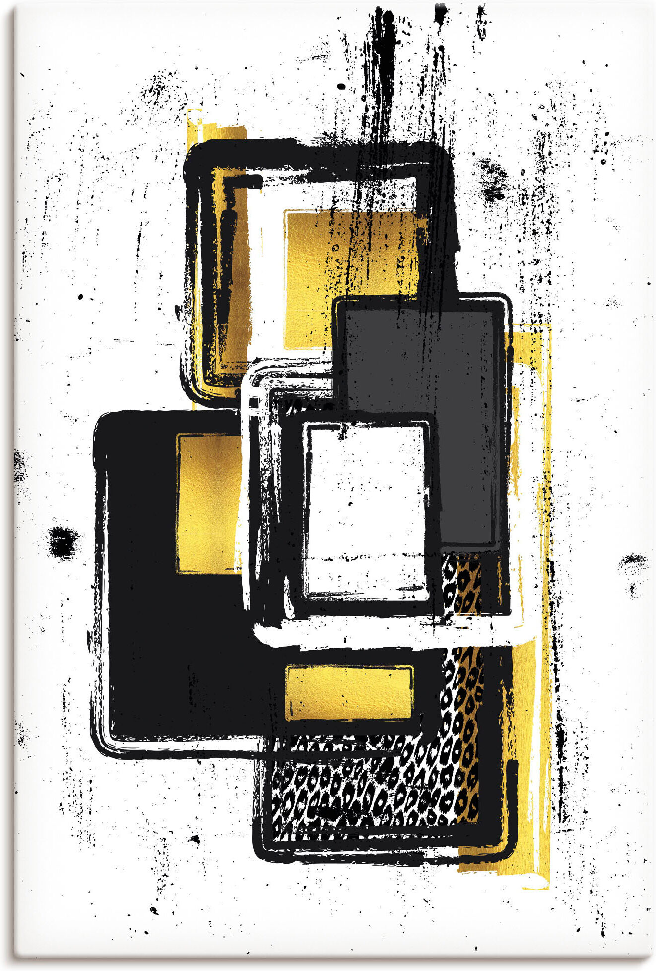 Leinwandbild ARTLAND "Abstrakte Malerei Nr. 3 gold", gold (farbe bild(er): goldfarben), B:40cm H:60cm, Bilder, Leinwandbild, auf Holzrahmen gespannt farbe bild(er): goldfarben B/H/T: 40cm x 60cm, Leinwandbild Muster Hochformat, 1 Stk.