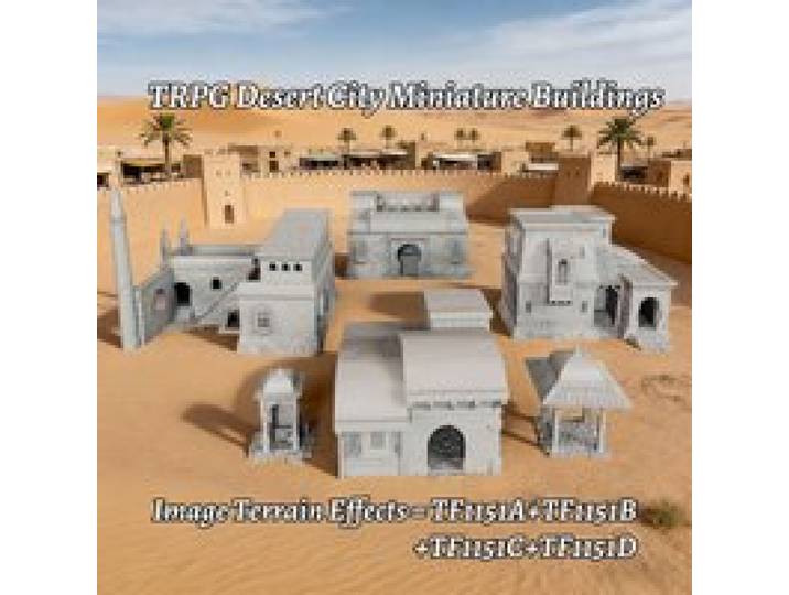 Desert City miniatuurterreinmodellen, fantasy TTRPG-accessoires, 28 mm schaalmodel, verzamelbaar sci-fi & fantasy tafelblad cadeau