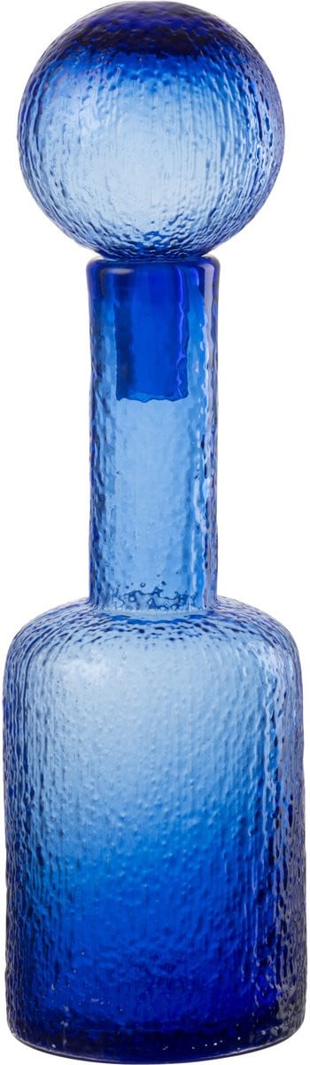 J-Line Decoratie Fles Reliëf - Glas - Transparant/Blauw - Small