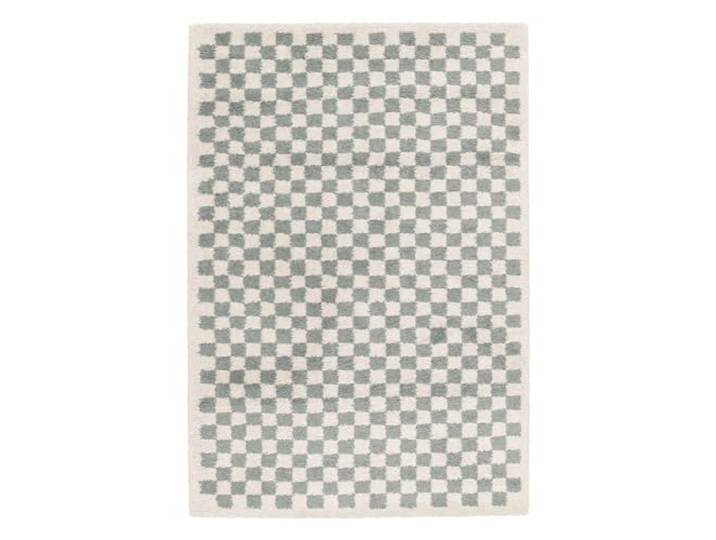 Alice's Garden sweeek - Tapis intérieur Shaggy Poils Longs 160x230cm Damier Bleu Clair et crème