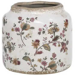 Chic Antique Nancy Blumentopf Typ 2 mit Blumenmotiv, H14,5/D14,5 cm
