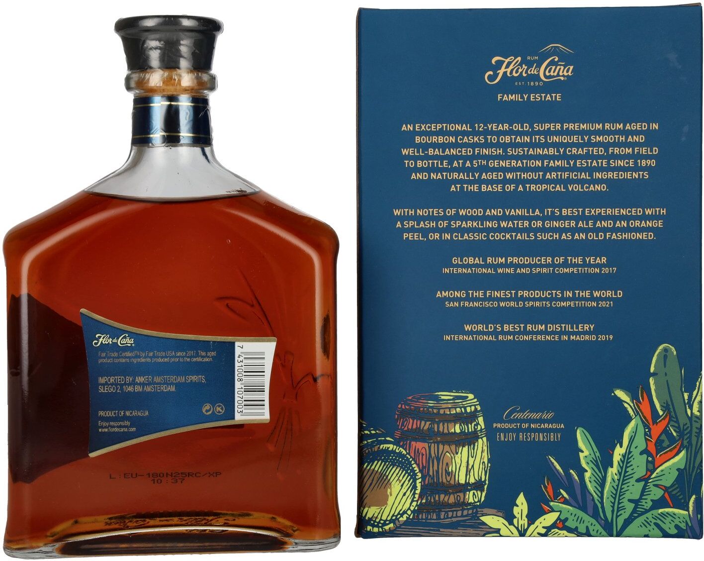 Flor de Caña Centenario 12 Years Old Rum 40% Vol. 0,7l in Geschenkbox
