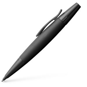 Faber-Castell Drehbleistift e-motion Pure Black, schwarz, Aluminium, Griffstück aus Metall, Härte B, Minenstärke 1.4 mm