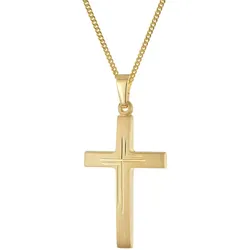 trendor 28592 Kreuz Gold 333 mit vergoldeter Silberkette, 50 cm