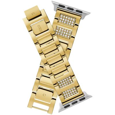 Smartwatch-Armband GUESS "Apple Strap", gold (goldfarben), Uhrenarmbänder, Edelstahl, Wechselarmband, Ersatzband, Edelstahl, passend für die Apple Watch