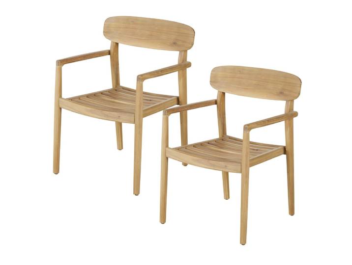 Professionelle Garten-Esstischstühle aus Akazienholz (2 Stück)