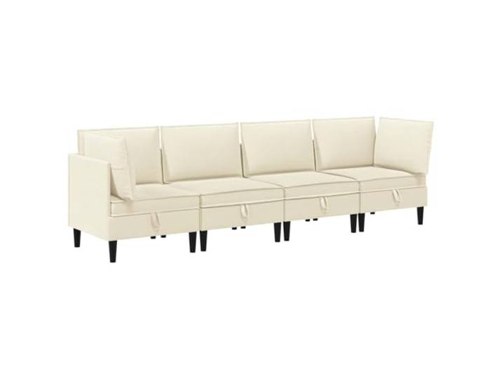 KUTYWEXFM 4-Teilig Modulares Sofa Set Creme Stoff Couch Polstersofa Flexibles Polstermöbelset für das Wohnzimmer mit dicker Schaumstoffpolsterung und pflegeleichtem Polyesterbezug.