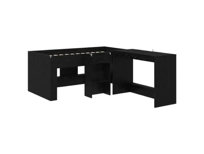KTHLBRH Hochbett mit Schreibtisch 2 Stück Eiche Schwarz Technisches Holz, Schreibtisch 100 x 45 x 75 cm, modernes Design, Schlafzimmer