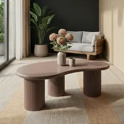 Couchtisch Evan 130 cm Mocha Mousse - Moderner ovaler Sofatisch mit Säulenfuß