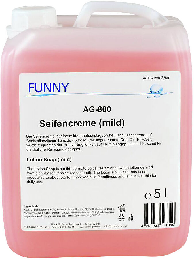 kaiserkraft Seifencreme mild, Inhalt 5 l, rosa, ab 2 Stk